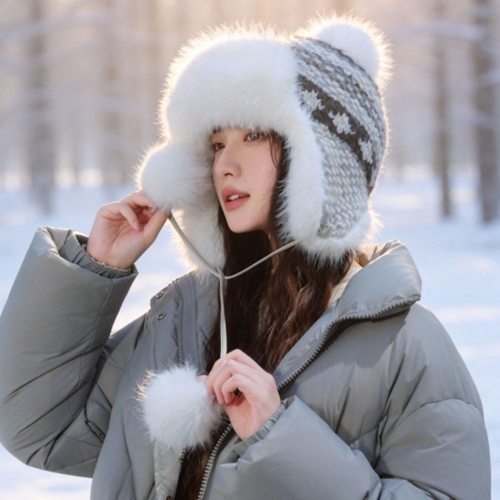Trapper Hat Ear Flap - Stylowa czapka traperka z dzianiny poliestrowej