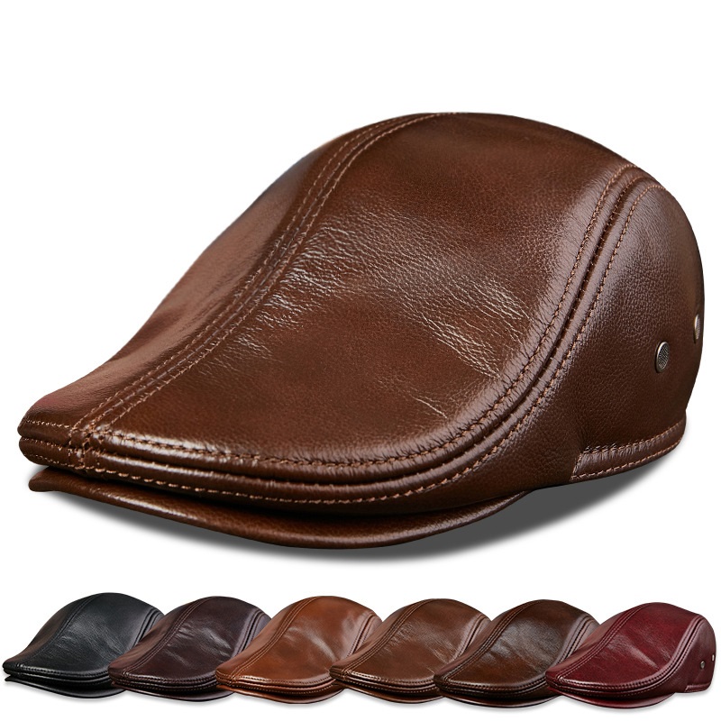 Baseball Cap Structured - Męskie berety z prawdziwej skóry bydlęcej