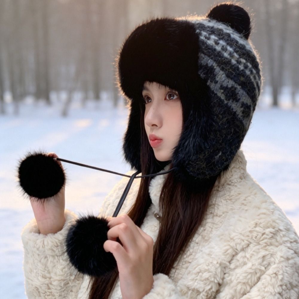 Trapper Hat Ear Flap - Stylowa czapka traperka z dzianiny poliestrowej