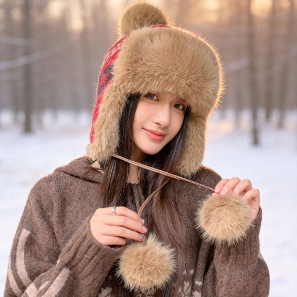 Trapper Hat Ear Flap - Stylowa czapka traperka z dzianiny poliestrowej