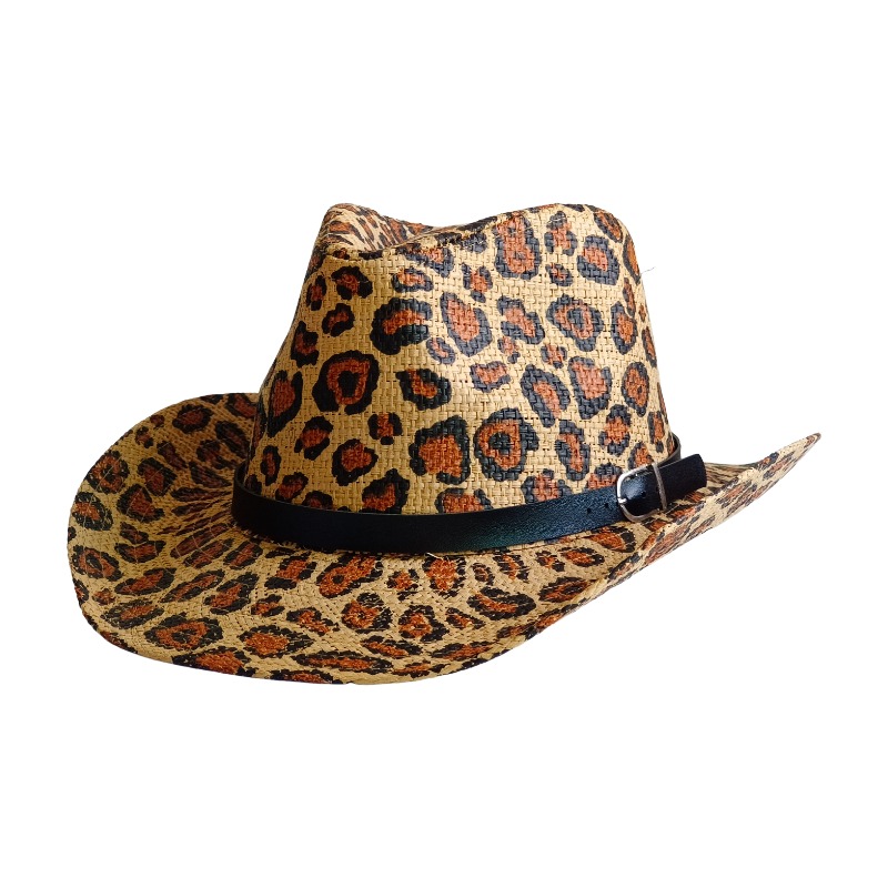 Cowboy Hat Straw - Nowy kapelusz kowbojski z panterką, brytyjski