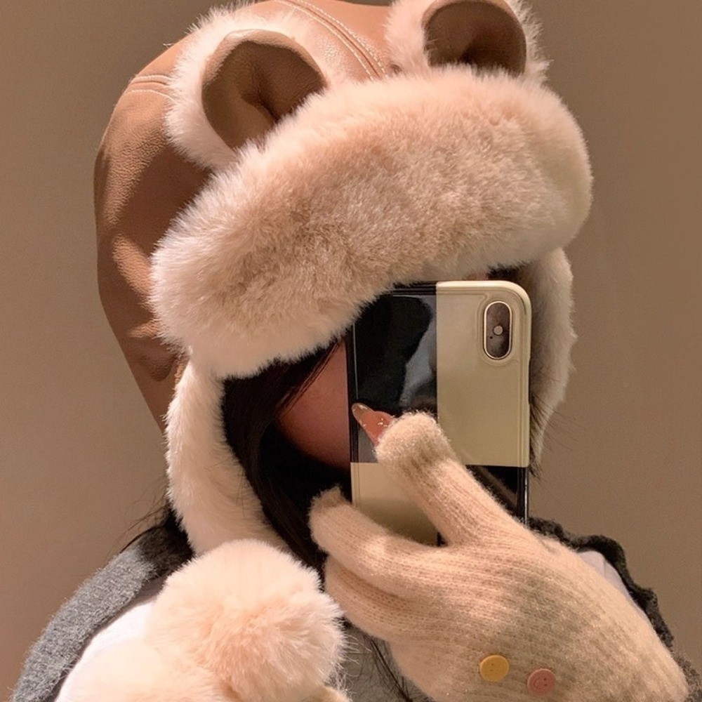 Trapper Hat Ear Flap - Przytulna czapka zimowa z uszami misia