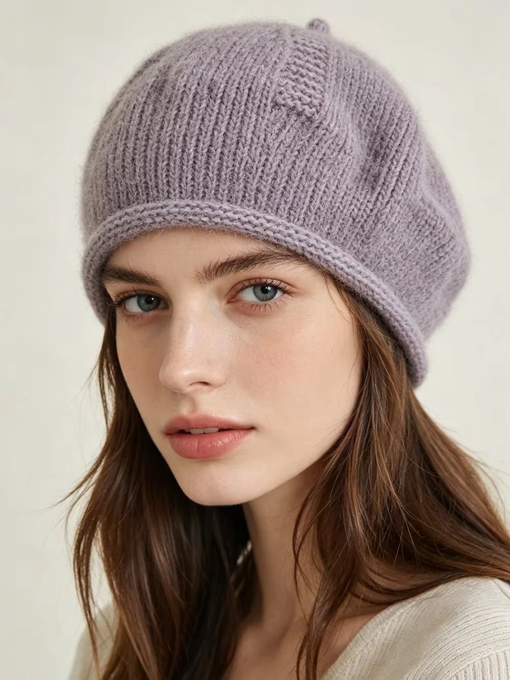 Beret French Wool - Miękkie, luźne czapki berety z dzianiny